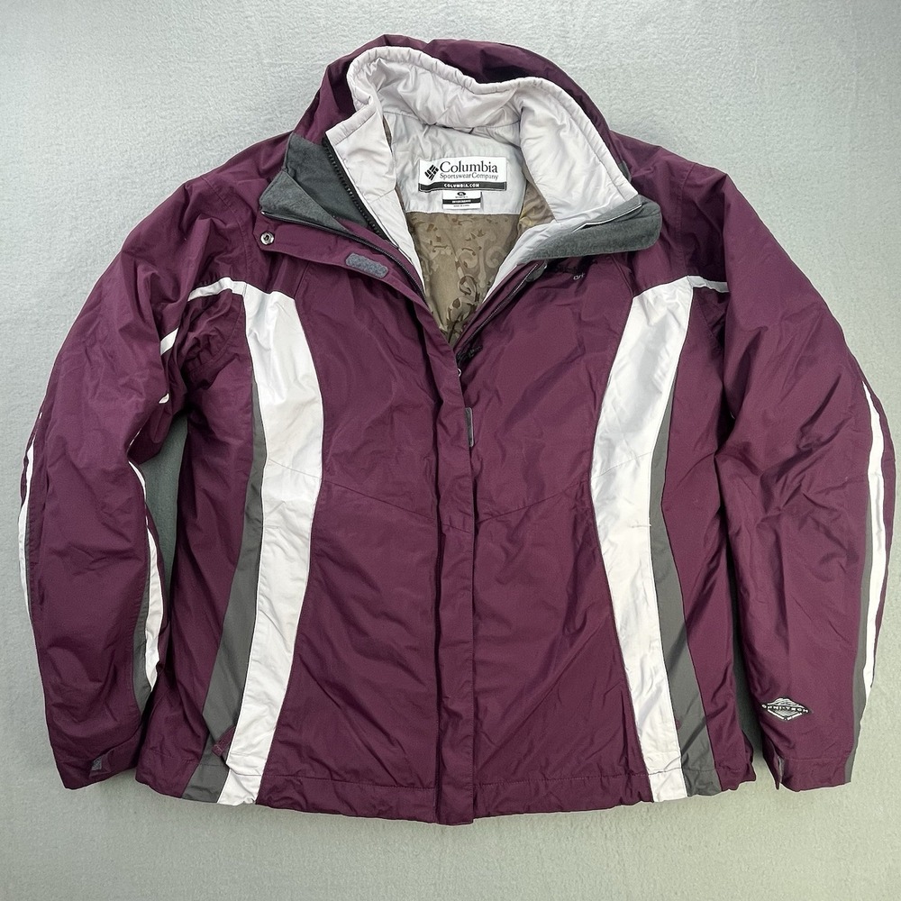 Columbia Jacket Womens XL Purple Omni-Tech Interchange Hooded Waterproof